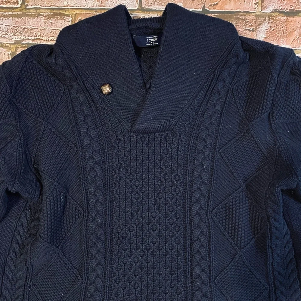 EUC J. Crew Mens Shawl Neck Sweater SZ M Navy